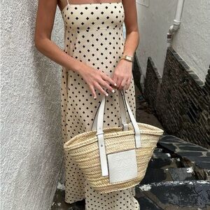 Commense Cream Maxi Dress with Black Polka Dots